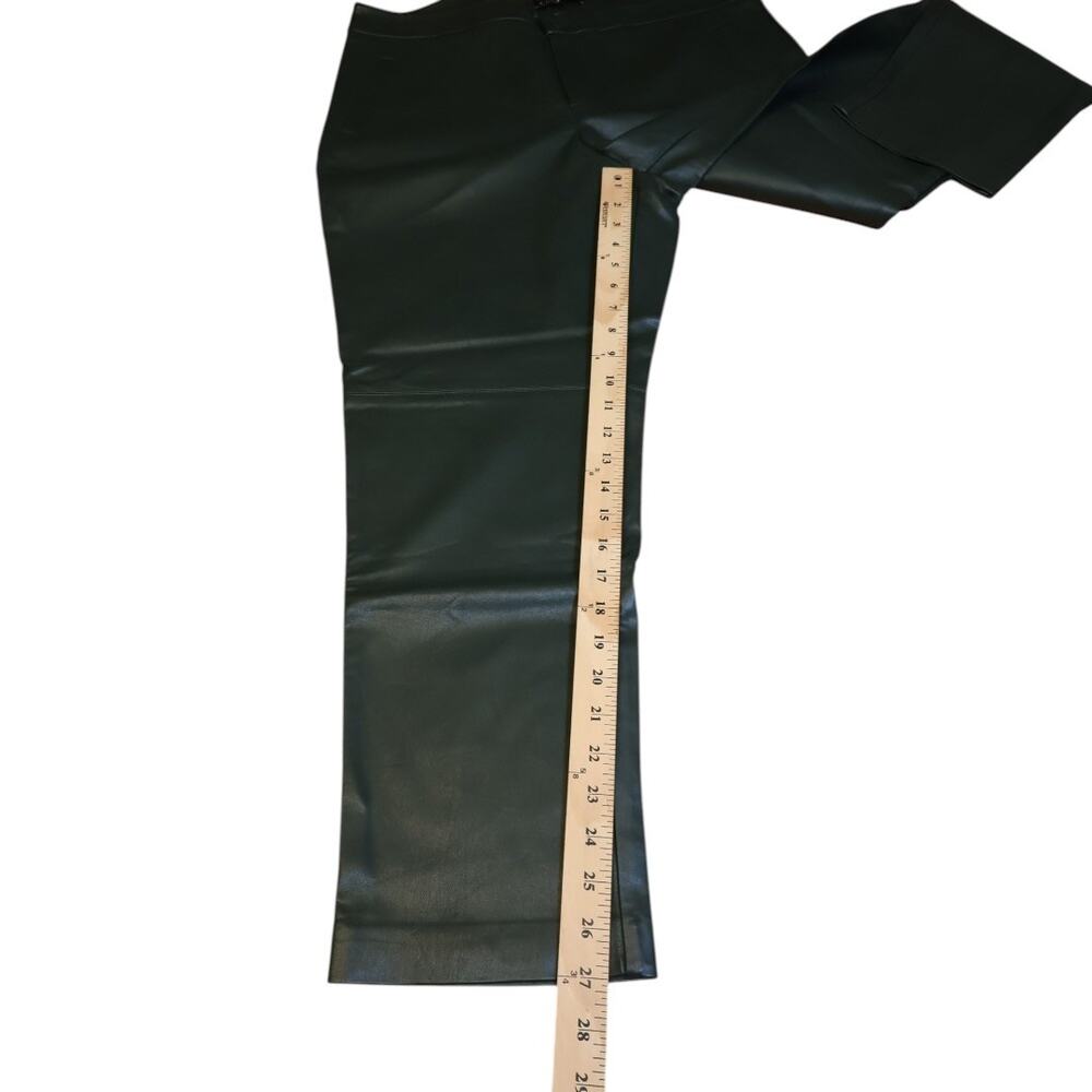 Elloquii Faux Leather Pants Green Fly Buttons High Waist Straight Size 14 NWT - Picture 14 of 16